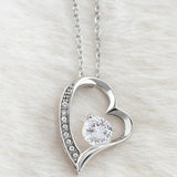 Sterling Silver Heart Necklace with Crystal Center – Elegant Pendant