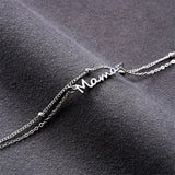 Mama Script Layered Chain Bracelet