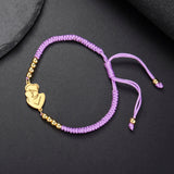 Gold Mother & Child Silhouette Bracelet – Adjustable Black Cord