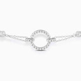 Delicate Silver Circle Link Crystal Bracelet