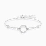 Delicate Silver Circle Link Crystal Bracelet