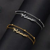 Mama Script Layered Chain Bracelet