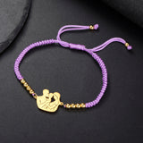 Gold Mother & Child Silhouette Bracelet – Adjustable Black Cord