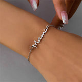 Mama Script Layered Chain Bracelet