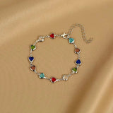 Multicolor Heart Charm Bracelet
