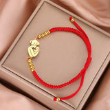 Gold Mother & Child Silhouette Bracelet – Adjustable Black Cord