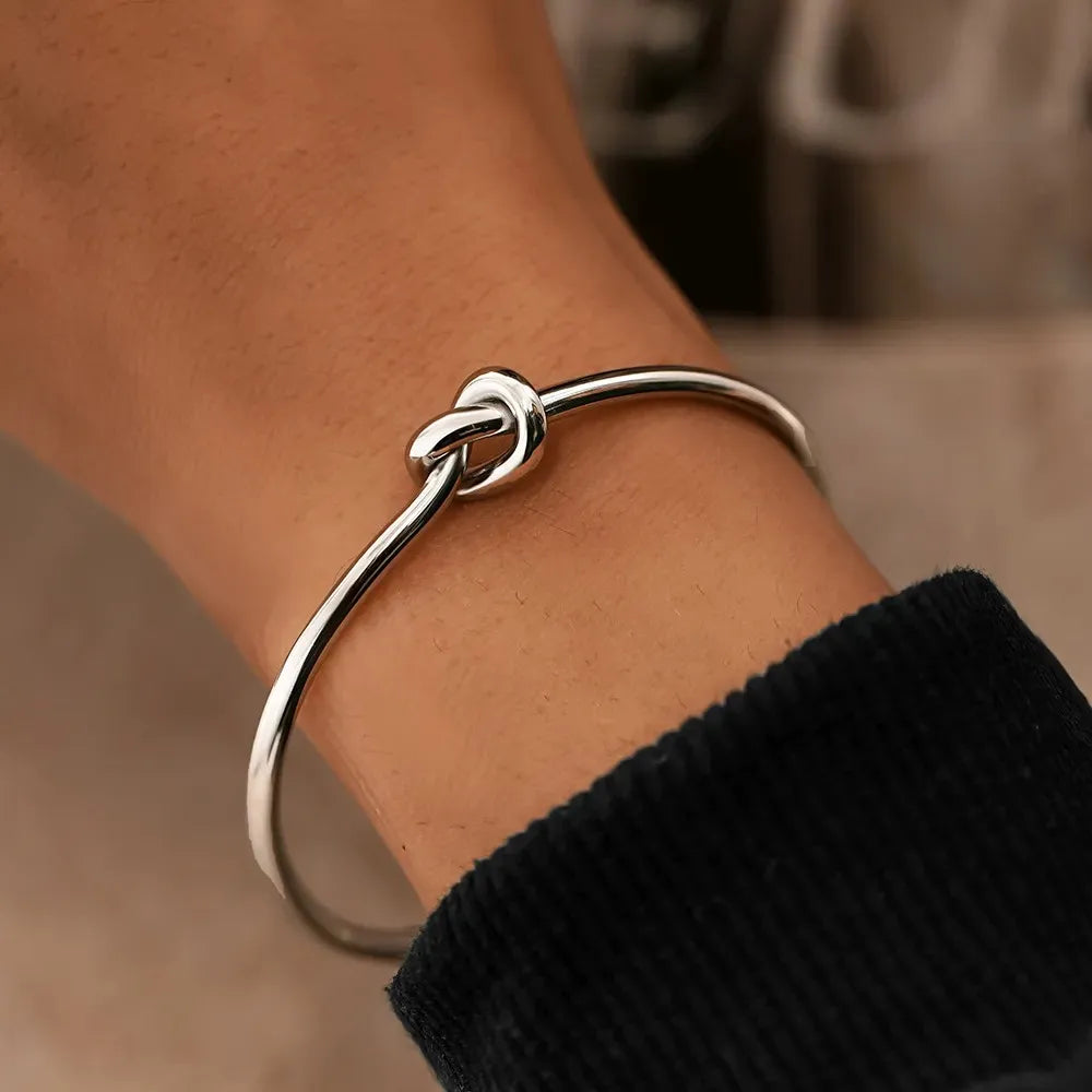 Minimalist Knot Open Cuff Bracelet Set