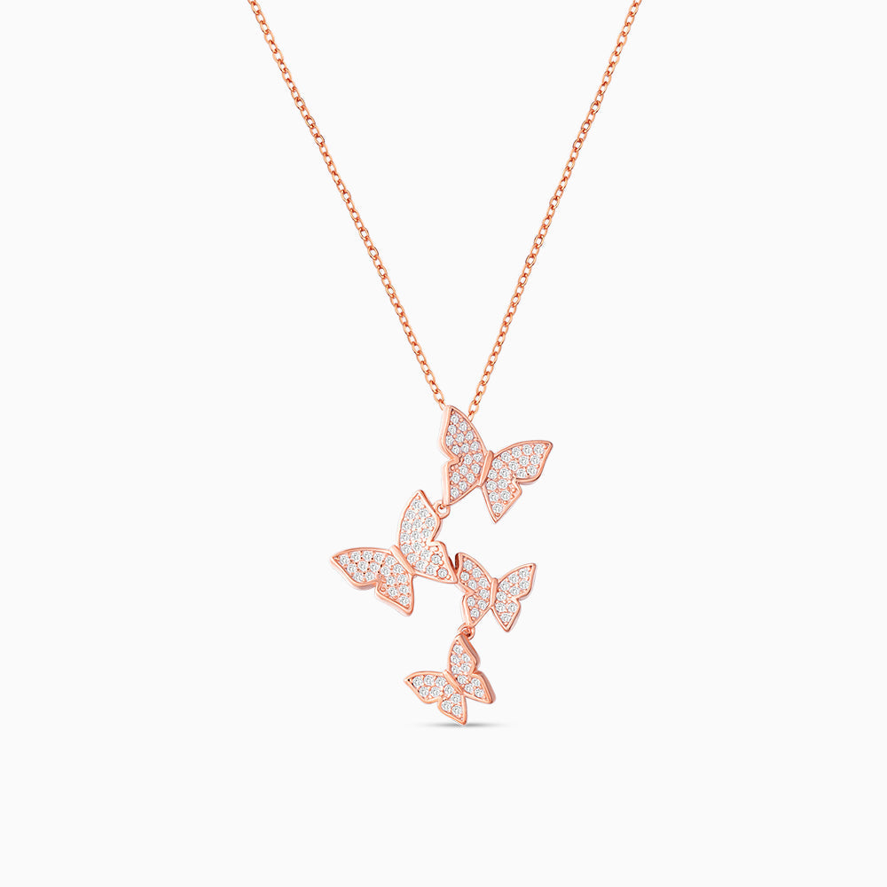 Silver Butterfly Cascade Necklace
