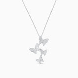 Silver Cascading Butterfly Necklace