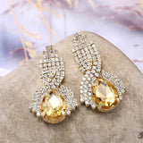 Champagne Teardrop Crystal Drop Earrings