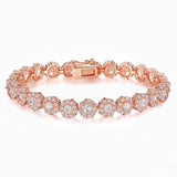 Rose Gold Floral Crystal Tennis Bracelet