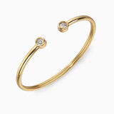 Minimalist Gold Open Cuff Bracelet with Crystal Accents