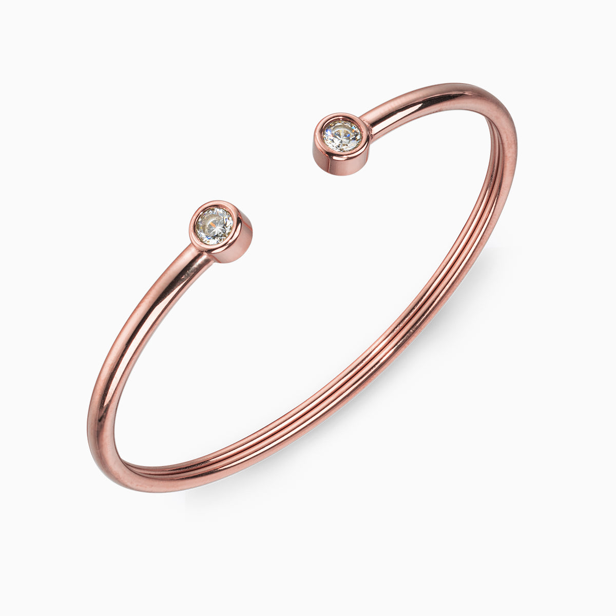 Minimalist Gold Open Cuff Bracelet with Crystal Accents