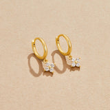 Clover Charm Zircon Hoop Earrings