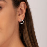 Crystal-Encrusted Open Circle Hoop Earrings