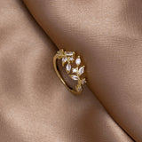 Flora Crystal Leaf Ring