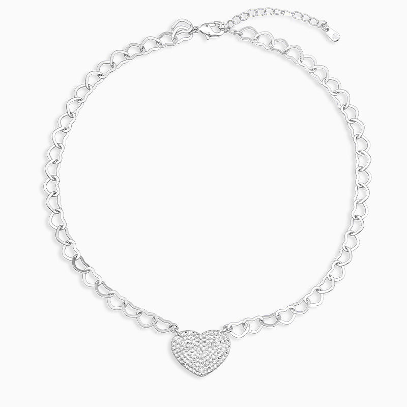 Heart Link Pavé Pendant Choker