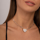 Heart Link Pavé Pendant Choker