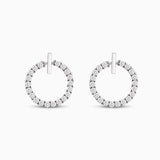 Crystal Round Hoop Earrings in Sterling Shine