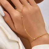 Evelyne Fine Gold Bead Hand Chain Bracelet