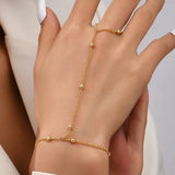 Evelyne Fine Gold Bead Hand Chain Bracelet