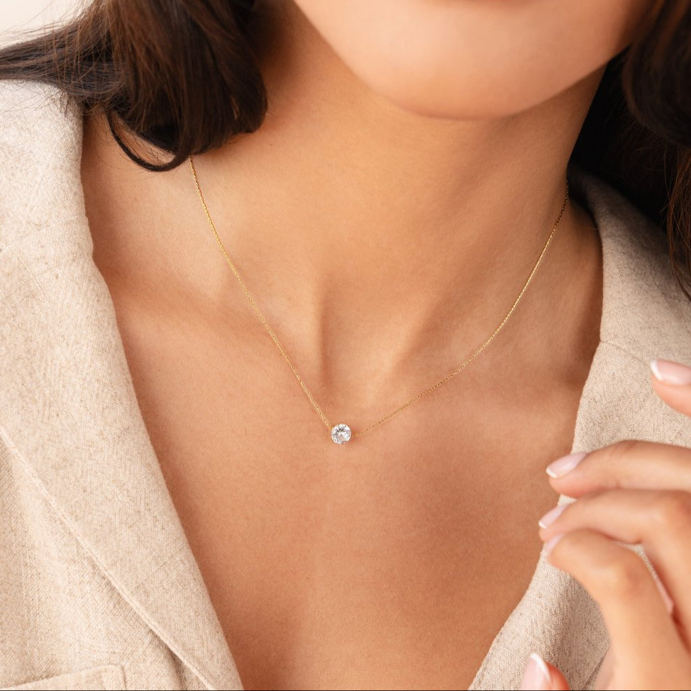Lora Round Crystal Pendant Necklace