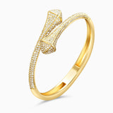 Sculpted Gold Nail-Inspired Pavé Bangle