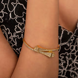 Sculpted Gold Nail-Inspired Pavé Bangle
