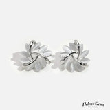 Elegant Leaf-Inspired Pearl White Stud Earrings
