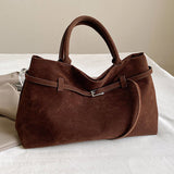 Suede Top Handle Bag with Soft Structure – Understated Elegance