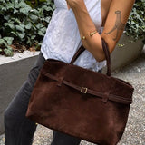 Suede Top Handle Bag with Soft Structure – Understated Elegance