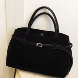 Suede Top Handle Bag with Soft Structure – Understated Elegance