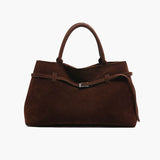 Suede Top Handle Bag with Soft Structure – Understated Elegance