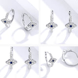 Crystal Huggie Hoop Earrings with Sapphire Accent