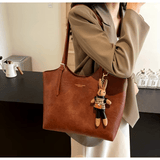Chic Leather Tote Bag with Playful Charm – Elegance Meets Fun