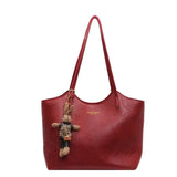 Chic Leather Tote Bag with Playful Charm – Elegance Meets Fun