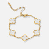 Cloe White Clover Chain Bracelet
