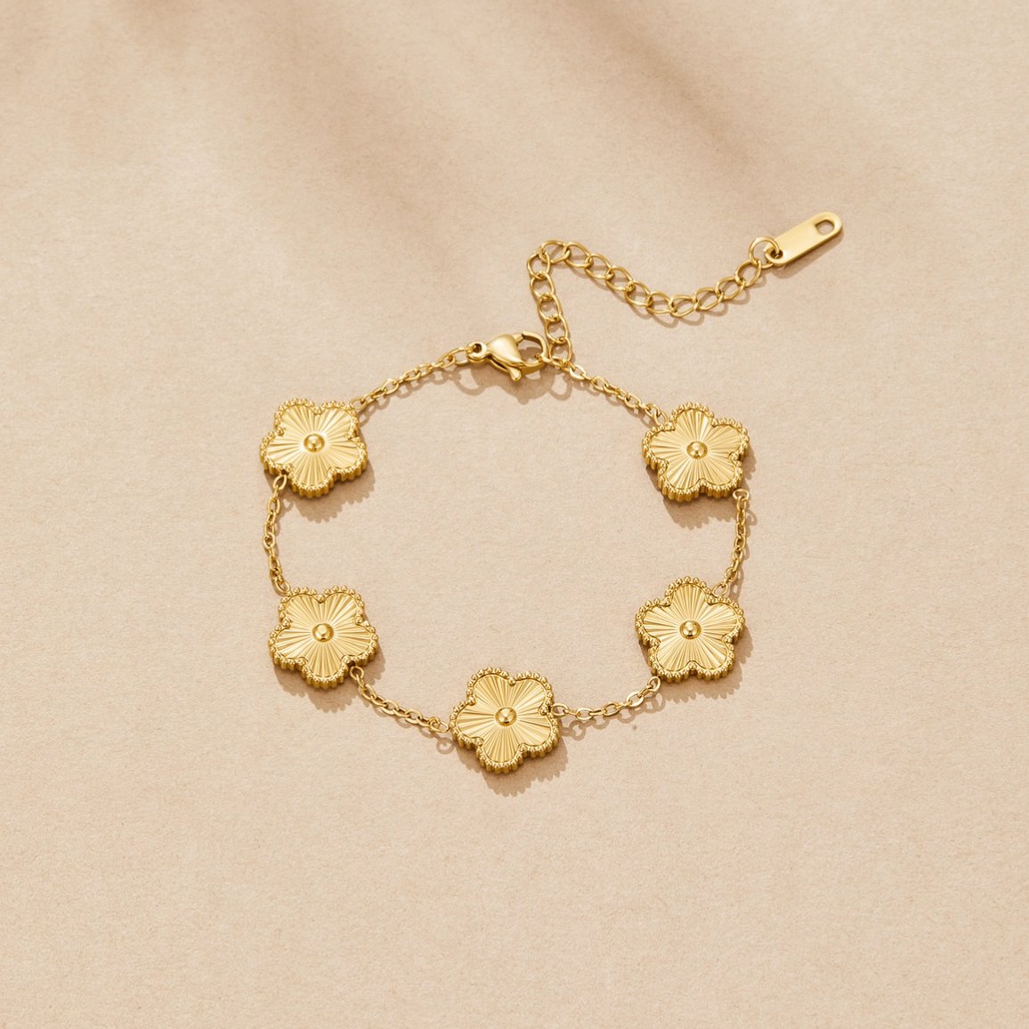 Rowena Gold Clover Charm Bracelet
