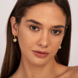 Pavé Heart Charm Hoop Earrings