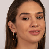 Gold Heart Hoop Earrings with Crystals