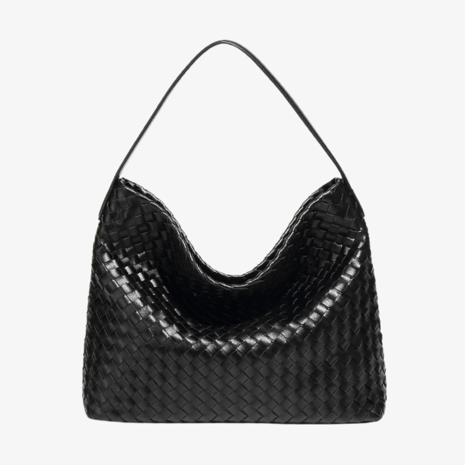 Woven Leather Hobo Bag with Slouchy Silhouette