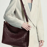 Woven Leather Hobo Bag with Slouchy Silhouette