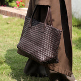 Woven Leather Tote Bag with Artisan Finish – Classic Craft