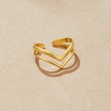 Layered Chevron Gold Adjustable Ring