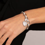 Chunky Silver Heart Pendant Link Necklace