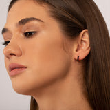 Midnight Spark Rose Gold Huggie Earrings