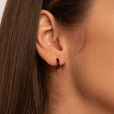 Midnight Spark Rose Gold Huggie Earrings