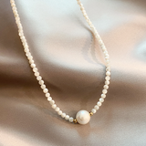 Minimalist Pearl Bead Necklace with Gold Accents