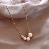 Graduated Pearl Drop Necklace on Gold Chain