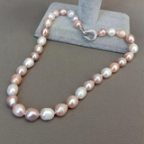Two-Tone Freshwater Pearl Necklace with Silver Clasp
